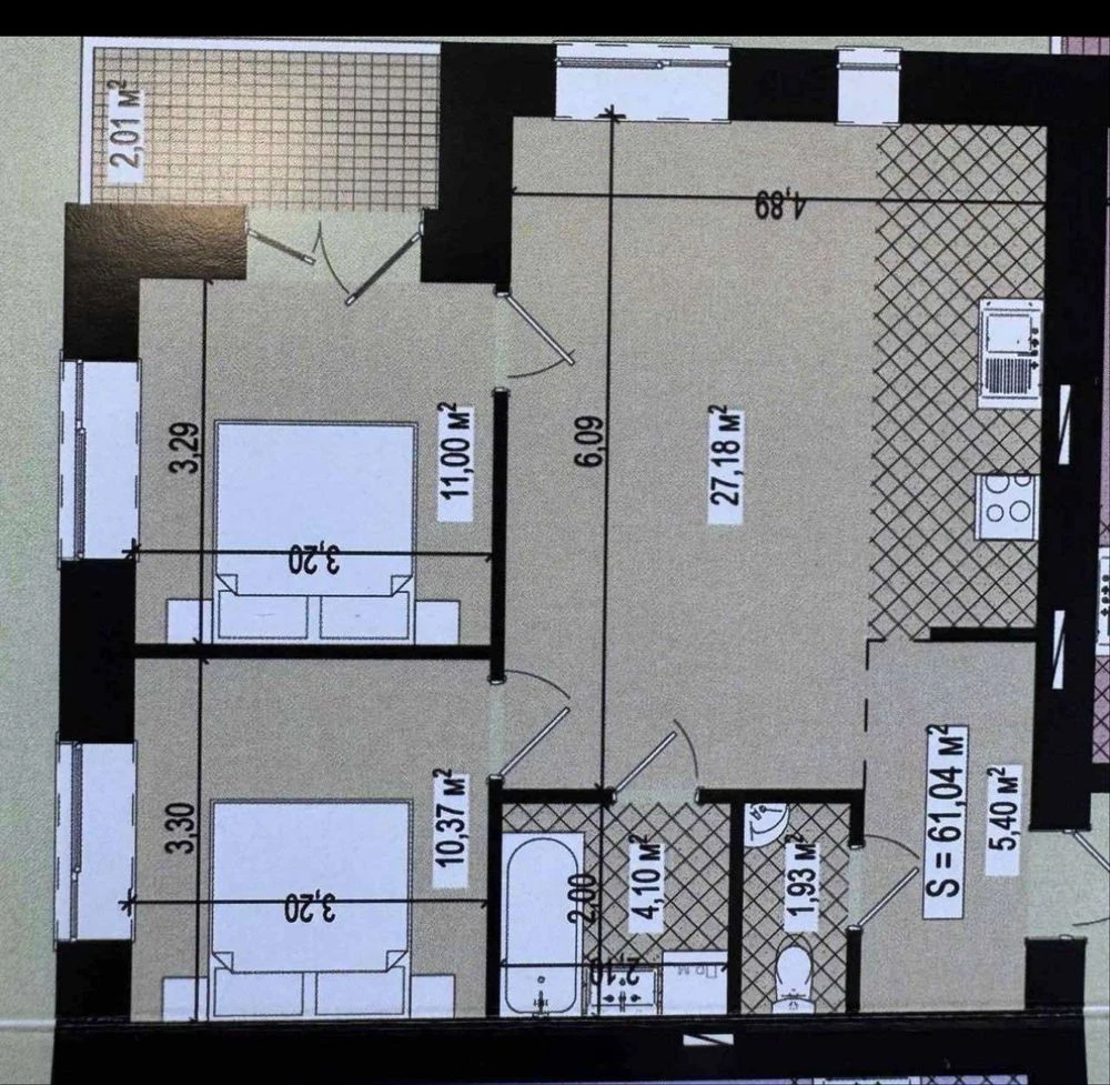 Продаж чорнової 2 кімнатної West Towers