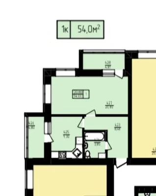 Продаж однокімнатна квартира в новобудові 54м² з екологічної