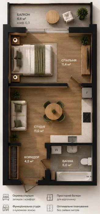 Продажа 1к квартиры с балконом, недалеко от центра и у рек