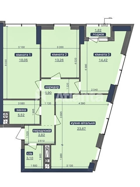 Продаж 3к квартири 91 кв. м на Заболотного • ID 34895385
