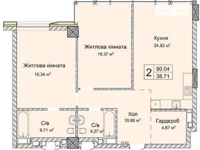 Продаж 2к квартири 90.4 кв. м на вул. Андрія Верхогляда ЧЕРГ