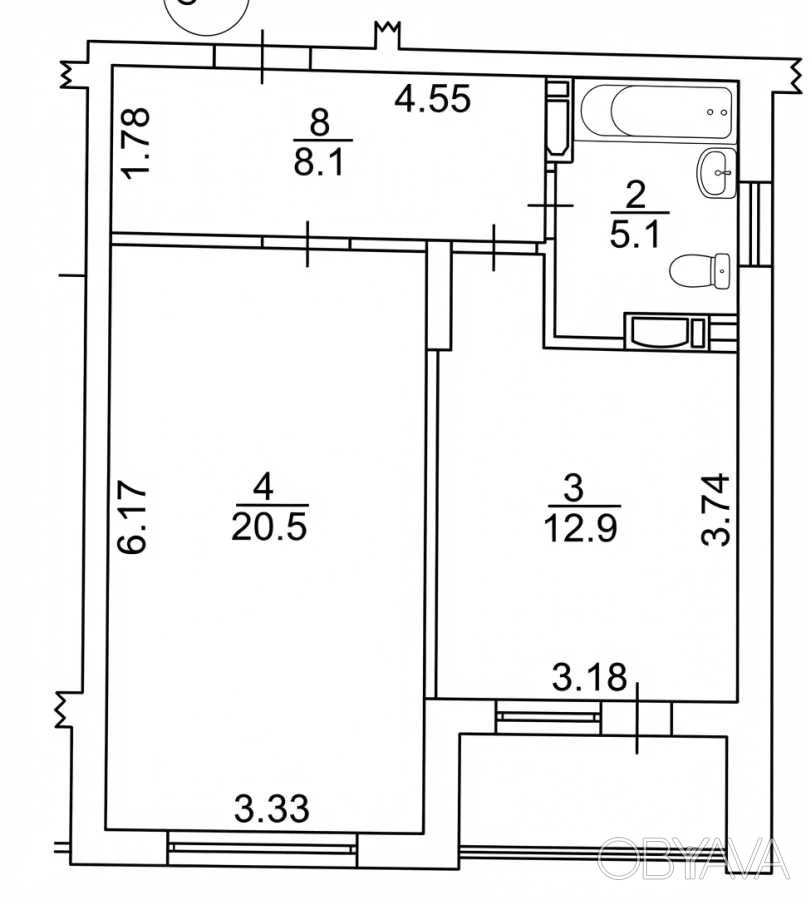 1-комнатная квартира, 50.10 кв.м