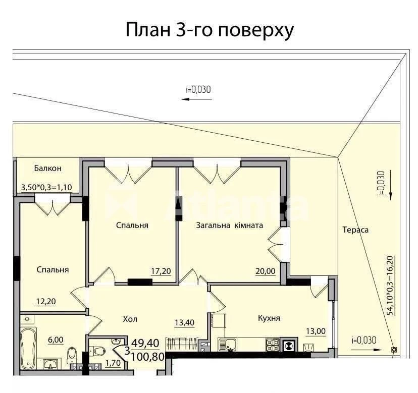 3 кім. новобудова, 3 поверх, вул. Руська