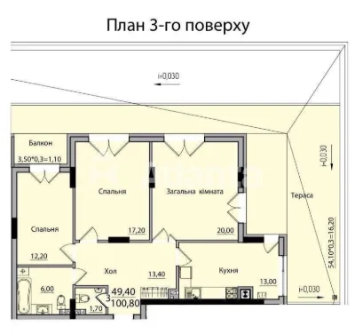 3 кім. новобудова, 3 поверх, вул. Руська