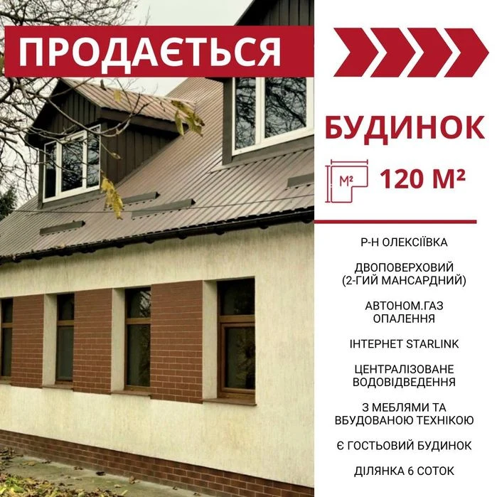 Продається  двоповерховий будинок, р-н Олексіївка (Критий Ри