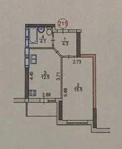 For sale 1 room apartment, Livoberezhna city, Kakhovska st. 60, (75