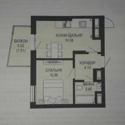 Продається 1-кімнатна квартира 35м² в ЖК Viking Hills вул.Щу