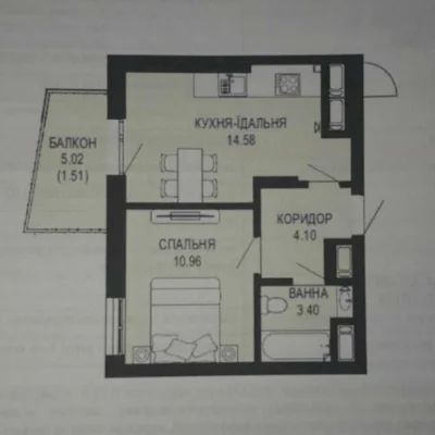 Продається 1-кімнатна квартира 35м² в ЖК Viking Hills вул.Щу