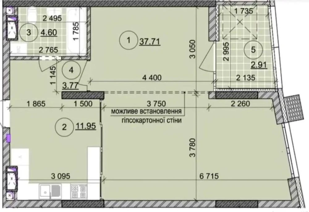 Видова 1-кімнатна 62 м² | Розтермінування на 2,5 роки | ЖК «