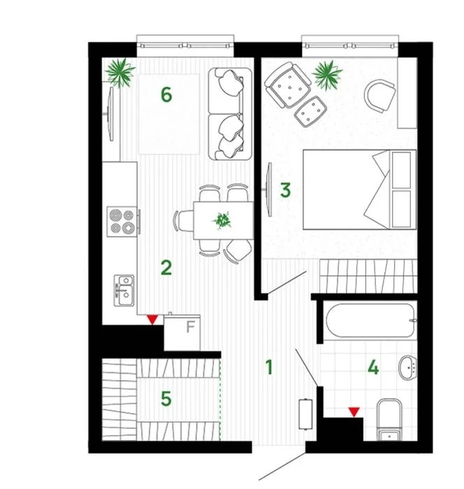 New! 1-room apartment with a wardrobe in the popular residential complex from Blago