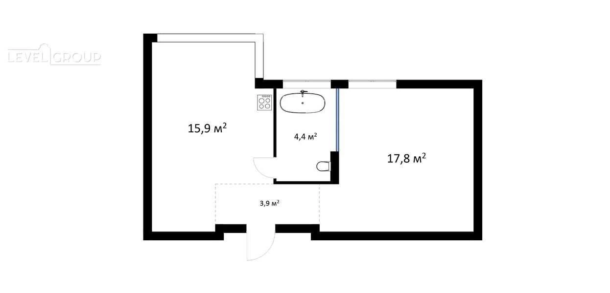 Продаж 1-кімнатної квартири, 44 м², 7 поверх, ЖК Crystal Par