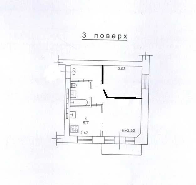 1-кімнатна квартира 31 м² вул.Шклярука/пл.Толбухіна