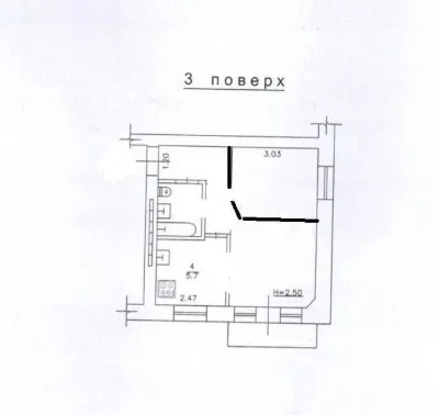1-кімнатна квартира 31 м² вул.Шклярука/пл.Толбухіна