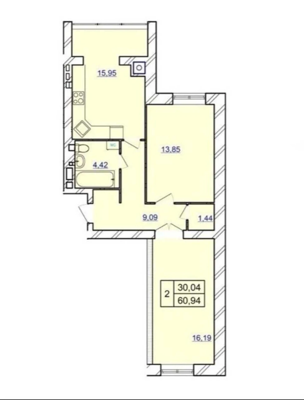 Продаж 2 кімнатної квартири. Новобудова.