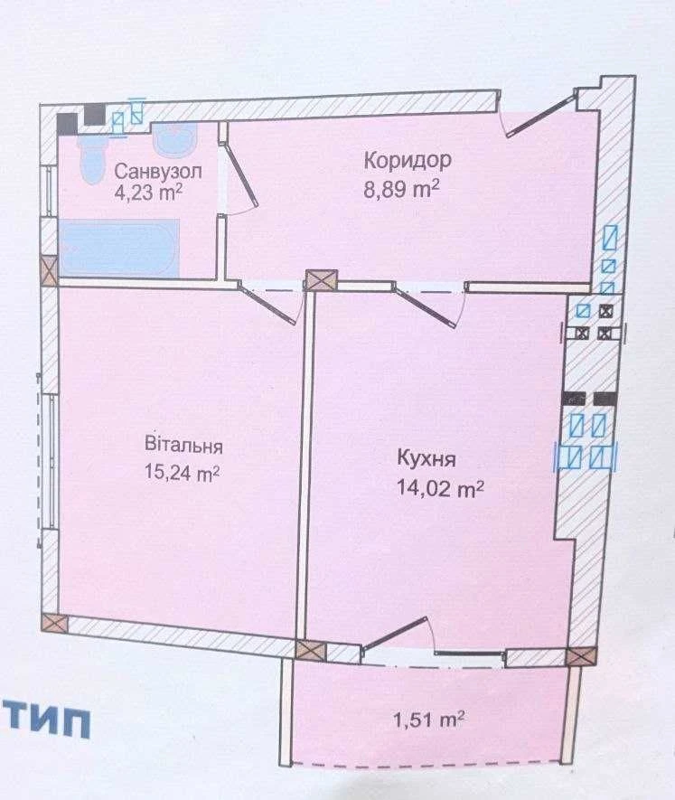 Продаж однокімнатної квартири в новобудові