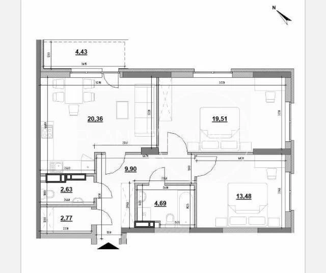 2-room apartment for sale, Ok'Land residential complex, Air Force Avenue 56