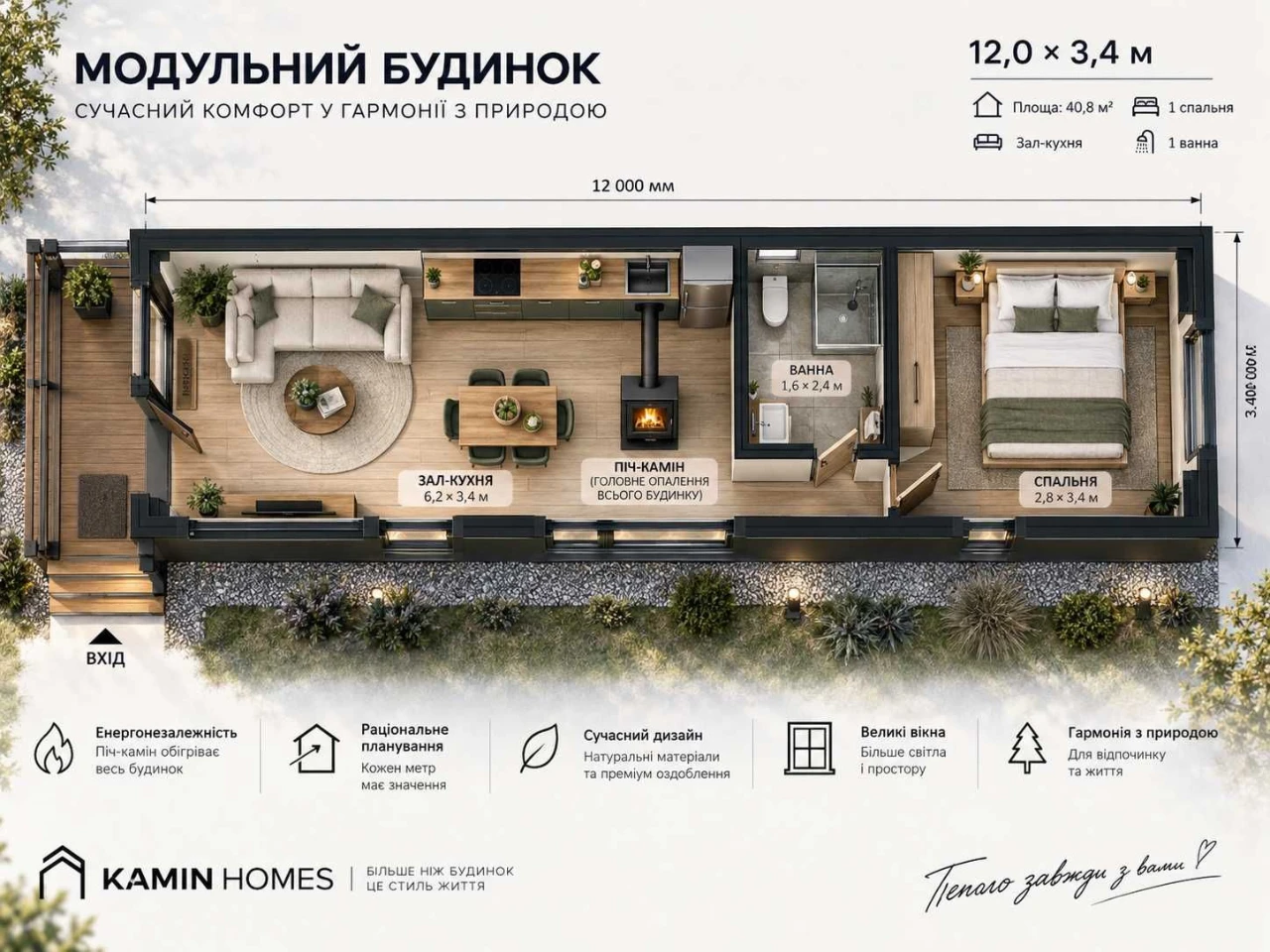 Мобільний будинок HI-TECH 34,7 м² — доставимо та встановимо