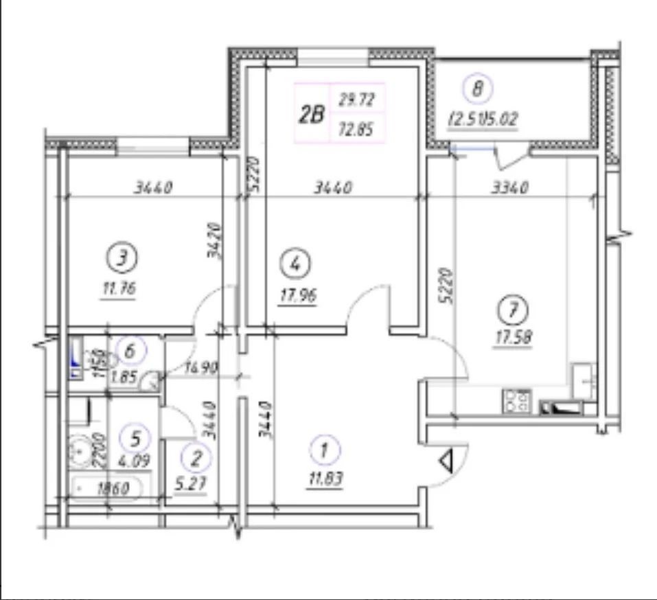 2-кімнатна квартира 72 м², ЖК Вудсторія, 6 поверх, метро Чер
