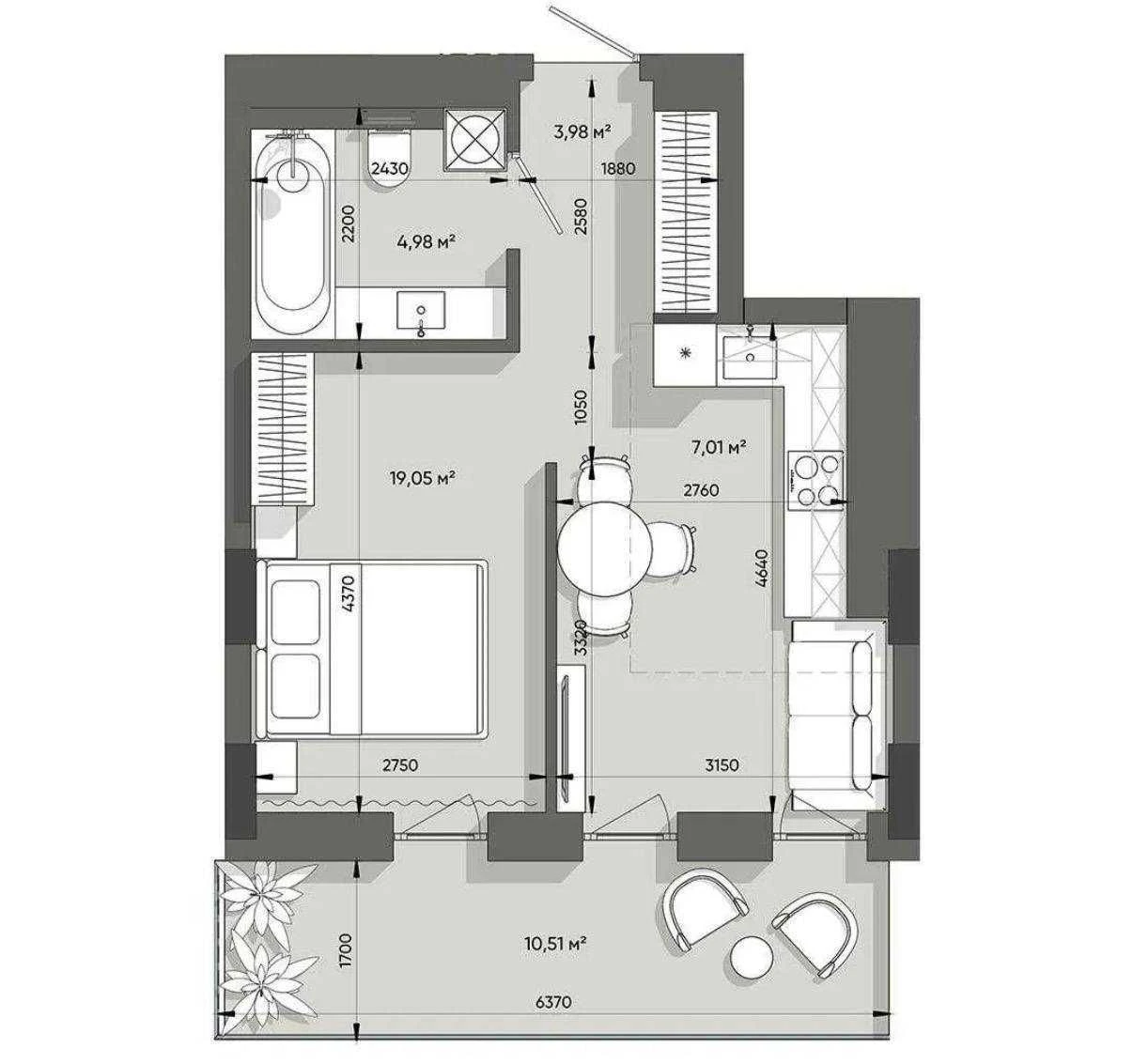 Продаж 1-кімнатної квартири 43,3 м2 у ЖК Lennona Residents,