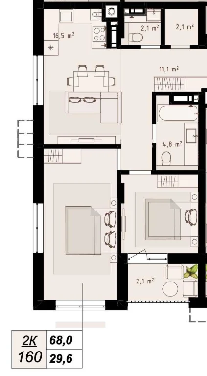 ‼️Без комісії. Продаж 2 кімнатної квартири 68м2 у ЖК Grey Fo