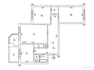 3-комнатная квартира, 76 кв.м