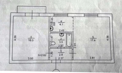 Двокімнатна в цегляному будинку на Олексіївський