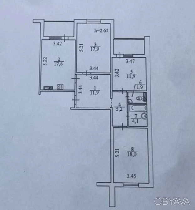 3-комнатная квартира, 96.00 кв.м