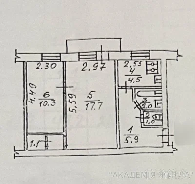 2-комнатная квартира, 43 м.кв.