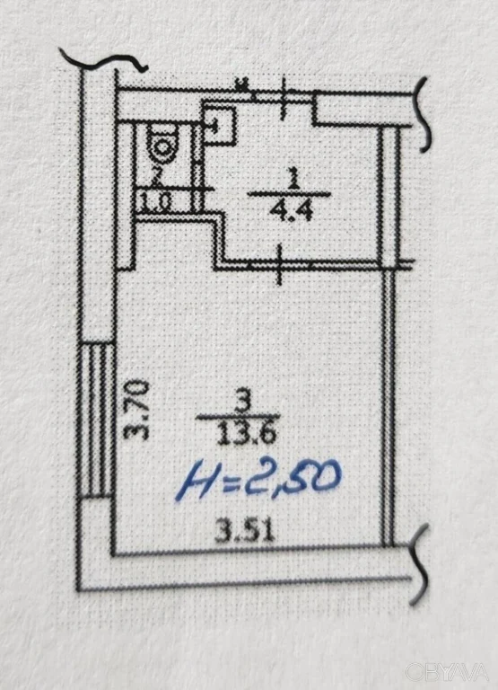 1-комнатная квартира, 19 кв.м