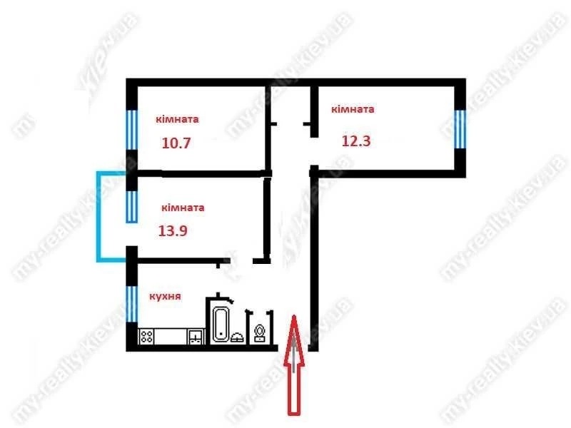 Three-room apartment in residential condition on Shcherbakivskoho St.!