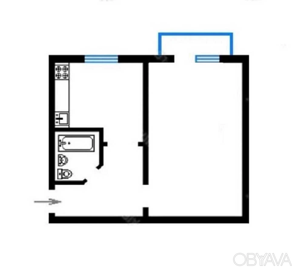 1-комнатная квартира, 32.00 кв.м