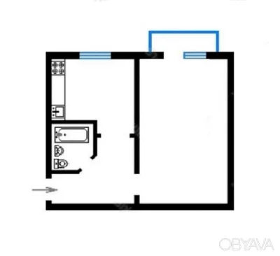 1-комнатная квартира, 32.00 кв.м