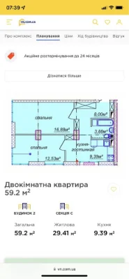 ЖК Миронова 60 м2 секция С Набережная/ Центр