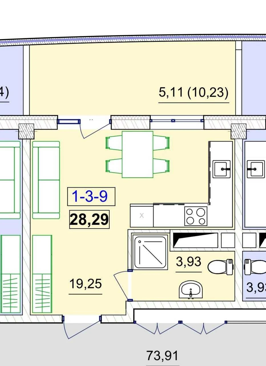 Продам студію 28.3 м² у ЖК Unity Towers з видом на море  5 п