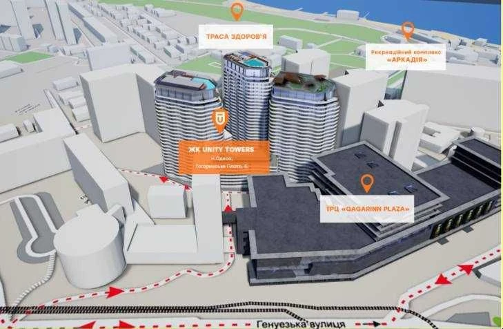 Продам студію 28.3 м² у ЖК Unity Towers з видом на море  5 п