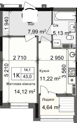 1но кімнатна квартира. Розтермінування на 48 міс. БЕЗ КОМІСІ
