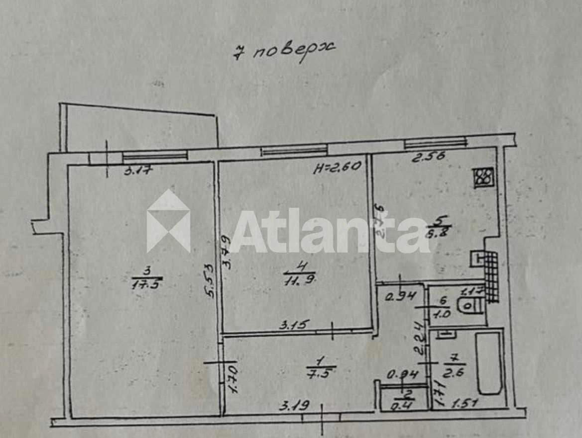 2-комнатная квартира 50 м² на Висоцкого, ремонт, газ.