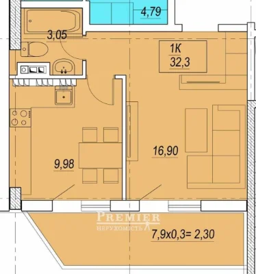 1 кім. квартира Терраса з видом на парк Центр