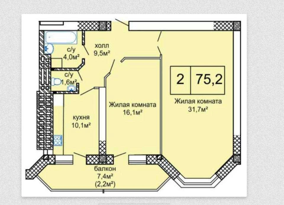 Продам большую 2 комнатную квартиру ЖК Вернисаж (Таирова)