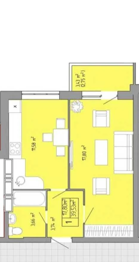 Продам 1-кімнатну квартиру в ЖК «Акварель 3»