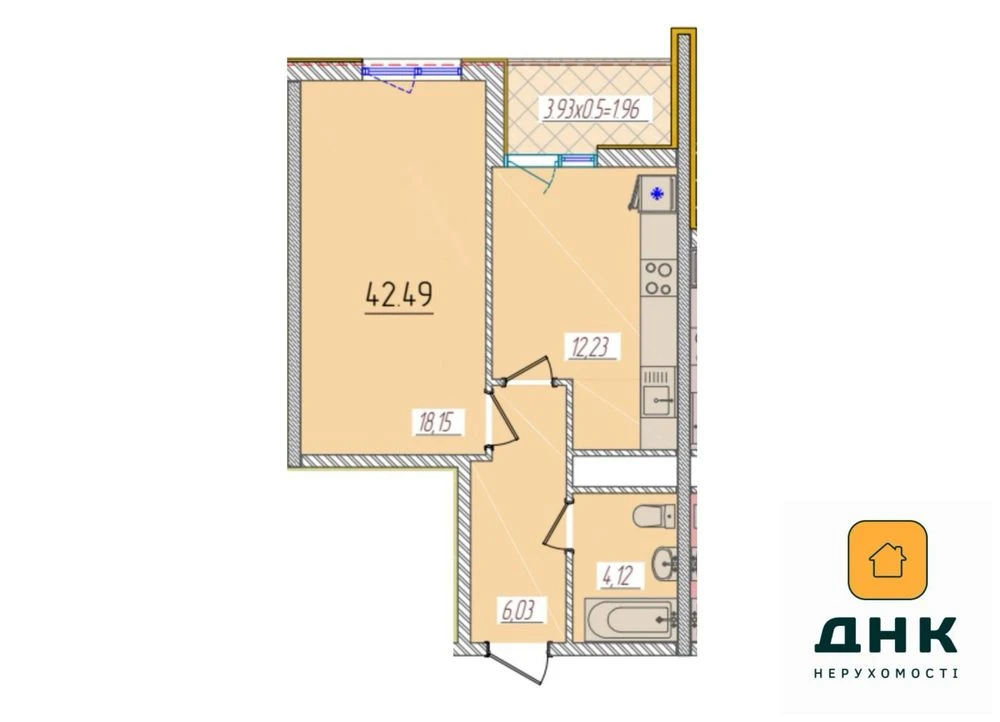 Квартира 1-комнатная!42,49 м²!14 этаж | ЖК 66 Жемчужина.