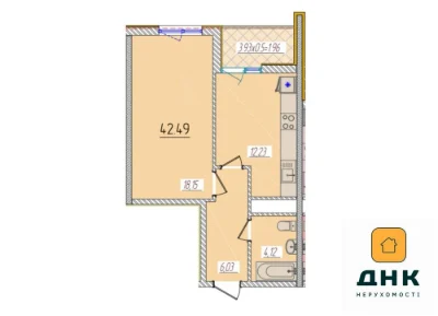 Квартира 1-комнатная!42,49 м²!14 этаж | ЖК 66 Жемчужина.
