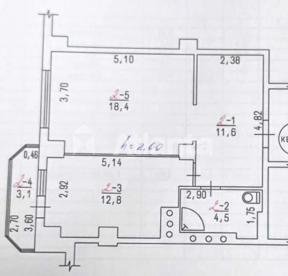 1-кімнатна квартира 50 м² на Бочарова.
