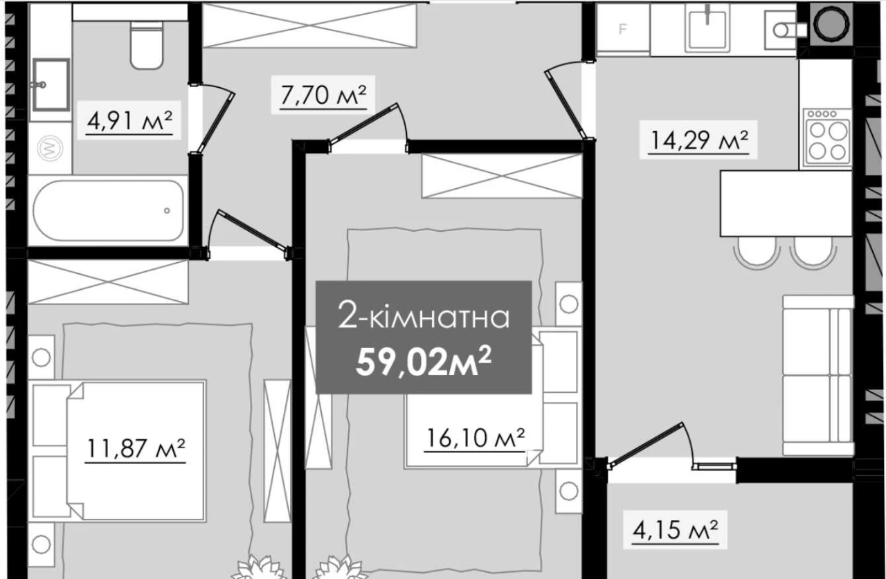 Продається 2 к квартира нова черга ЖК Міленіум Milenium Rive