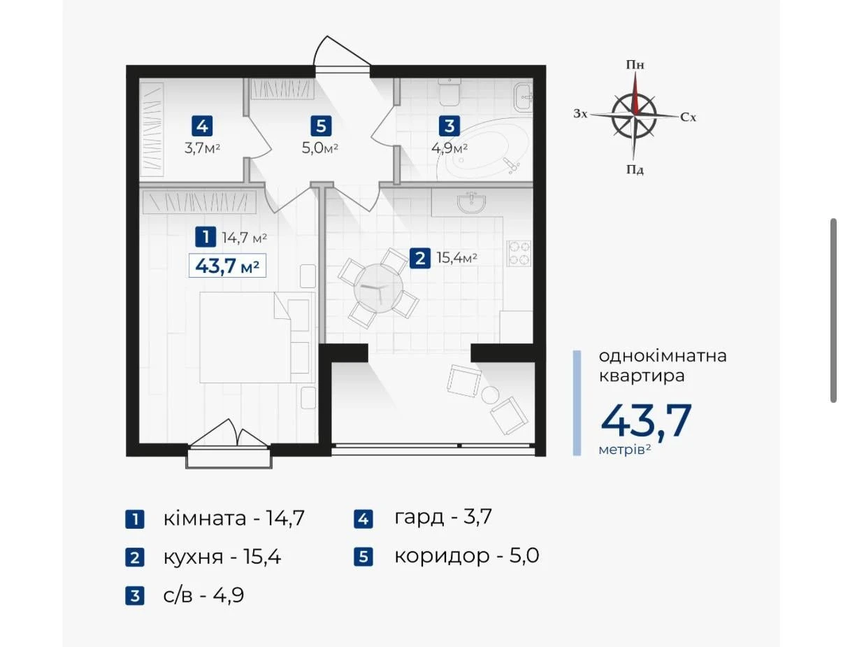 Продається 1 кімнатна квартира поблизу парку по вул. Довженк
