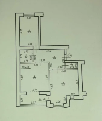 Продам 2-кімнатну квартиру 67,9кв.м., газове опалення/Галиць