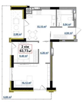 Продаж 2-кімнатної квартири| ЖК PARK AVENUE