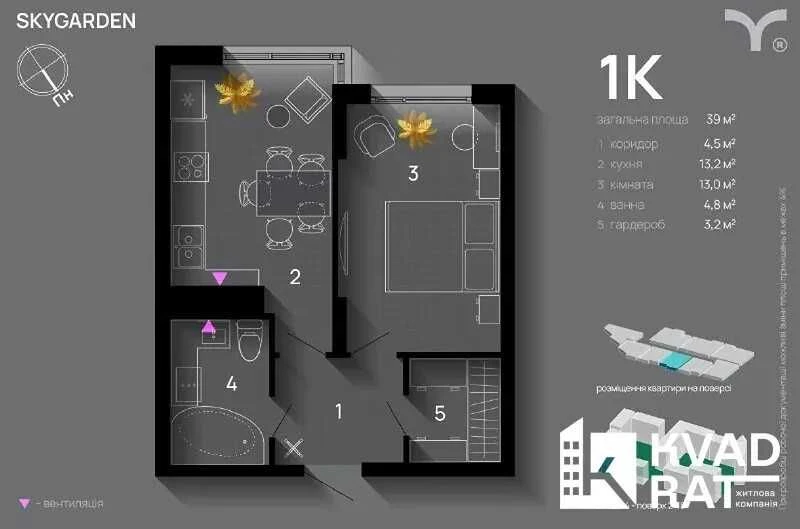 Центр- 1-кім квартира неподалік центру! 7 поверх