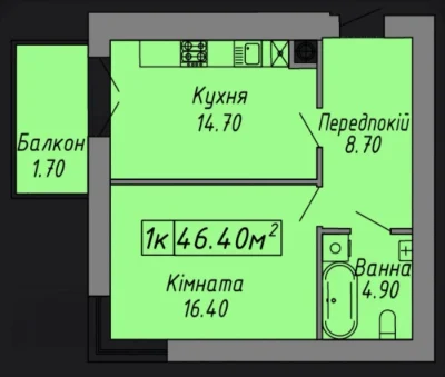 1 кім. кватира з відкритим балконом в жк Скандинавія