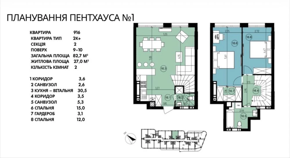 2 кімнатна квартира